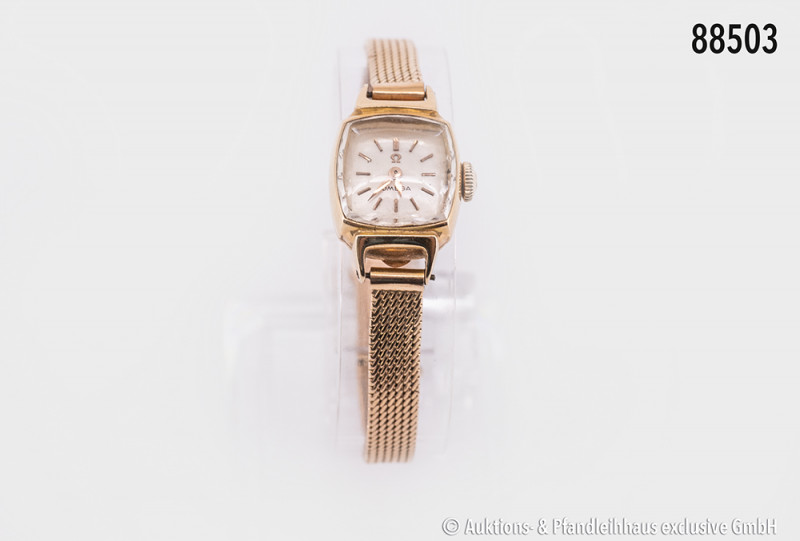 Goldene DAU, Omega, 750 Gelbgold, Armband L ca. 17 cm, D ca. 15 mm, mit Sicherhe...