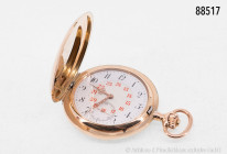 Taschenuhr, IWC, Schaffhausen, 585 Gold, D ca. 51 mm, 98 g Gesamtgewicht, Deckel hält nicht, müsste justiert werden, kleine Delle an der Seite, Rückse...