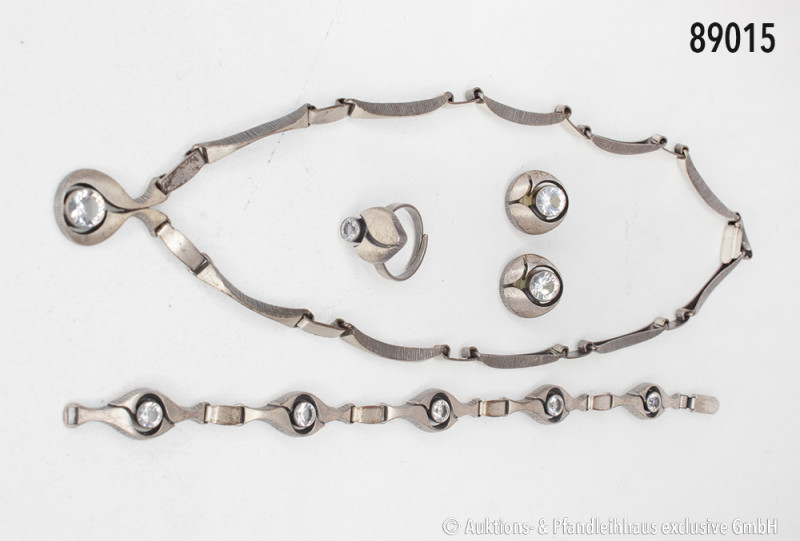 Silberschmuck-Set, bestehend aus Halskette/Collier, L ca. 40 cm, Armband, 19 cm,...