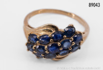 Ring, 375 Gold, mit 13 kleinen Saphiren, Größe ca. 59, 3,5 g
