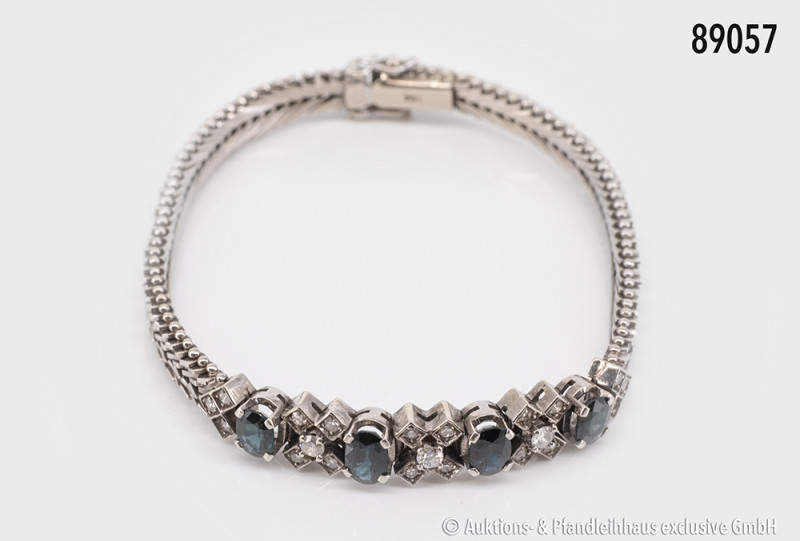 Armband, 750 Weißgold, mit doppelter Sicherheitsschließe, L ca. 17 cm, ca. 21 Di...