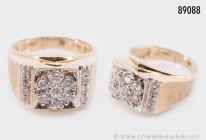 Ring, 585 Gelbgold, Größe ca. 63, 7 Brillanten zu je ca. 0,15 ct. sowie ca. 8 Punkdiamanten, 9,05 g