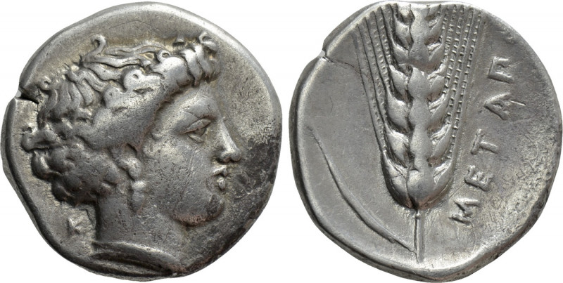 LUCANIA. Metapontion. Nomos (Circa 400-340 BC). 

Obv: Wreathed head of Demete...