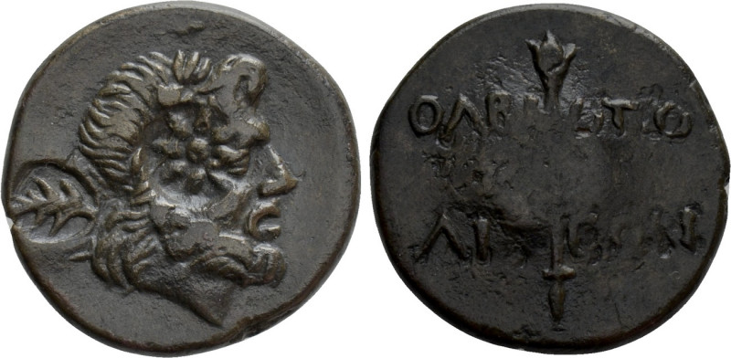 SKYTHIA. Olbia. Ae (Circa 100-90 BC). 

Obv: Laureate head of Zeus right; two ...