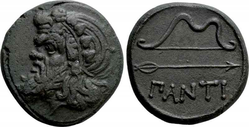 CIMMERIAN BOSPOROS. Pantikapaion. Ae (Circa 340-325 BC). 

Obv: Wreathed head ...