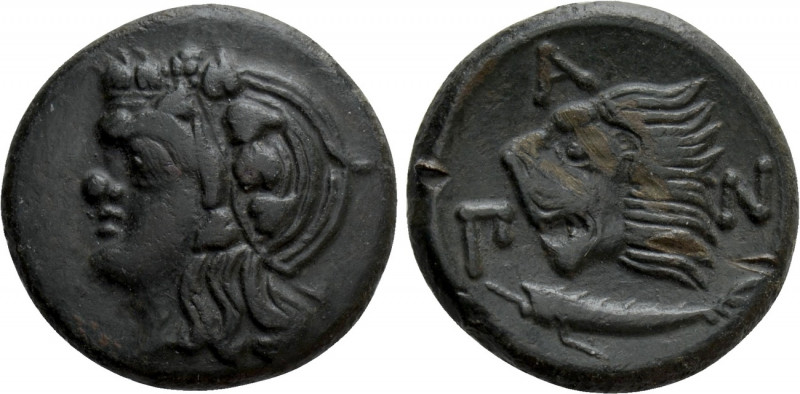 CIMMERIAN BOSPOROS. Pantikapaion. Ae (Circa 310-304/3 BC). 

Obv: Head of saty...