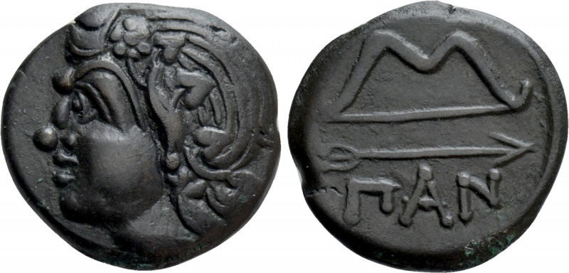 CIMMERIAN BOSPOROS. Pantikapaion. Ae (Circa 304-250 BC). 

Obv: Wreathed head ...