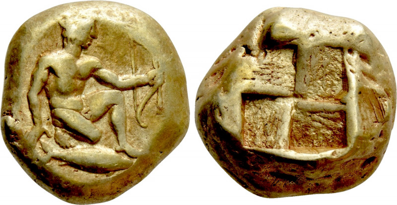 MYSIA. Kyzikos. EL Stater (Circa 450-430 BC). 

Obv: Apollo kneeling right, ho...