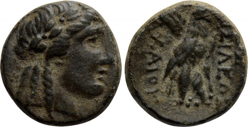 SELEUKID KINGDOM. Achaios (Usurper, 220-214 BC). Ae. Sardes. 

Obv: Laureate h...