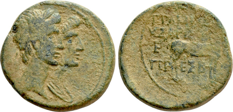 IONIA. Ephesus. Augustus with Livia (27 BC-14 AD). Ae. Aristion, grammateus; Pre...