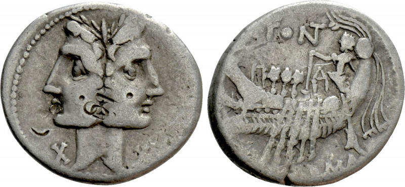 C. FONTEIUS. Denarius (114-113 BC). Rome. 

Obv: Laureate janiform heads of th...
