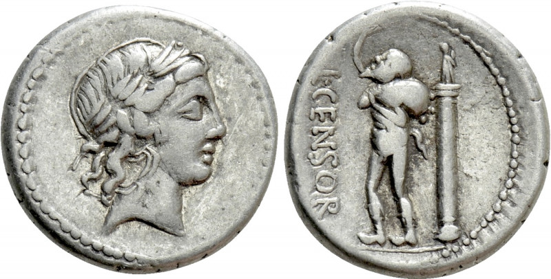 L. CENSORINUS. Denarius (82 BC). Rome. 

Obv: Laureate head of Apollo right.
...