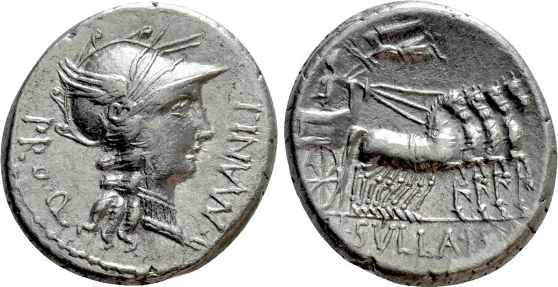 L. SULLA and L. MANLIUS TORQUATUS. Denarius (82 BC). Military mint moving with S...