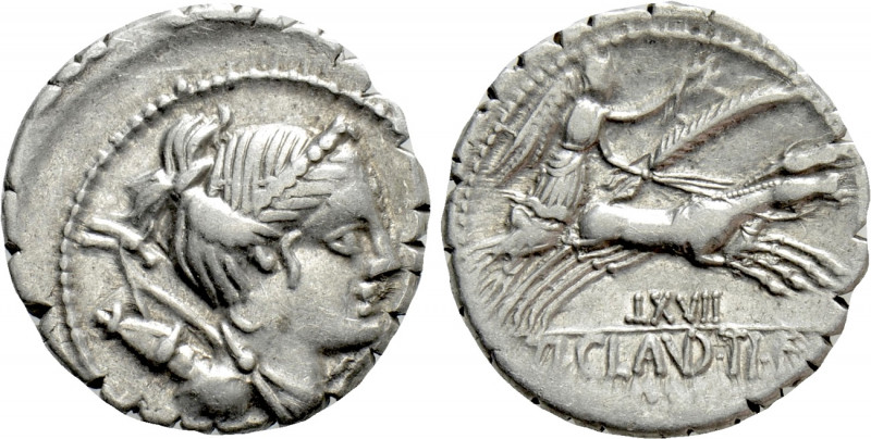 TI. CLAUDIUS NERO. Serrate Denarius (79 BC). Rome. 

Obv: S C. 
Draped bust o...
