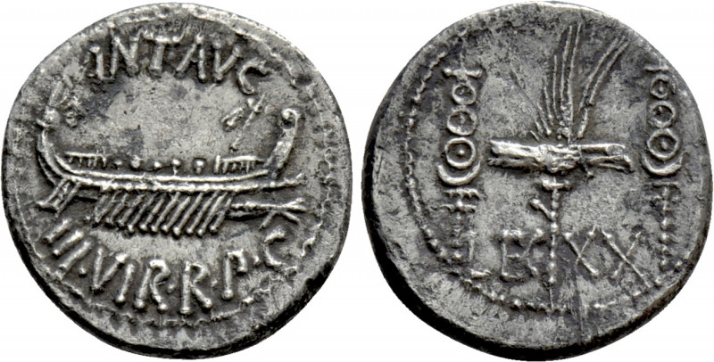 MARK ANTONY. Denarius (32-31 BC). Patrae(?). Legionary issue. 

Obv: ANT AVG /...