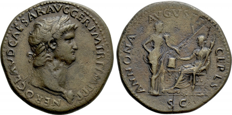 NERO (54-68). Sestertius. Lugdunum. 

Obv: NERO CLAVD CAESAR AVG GER P M TR P ...