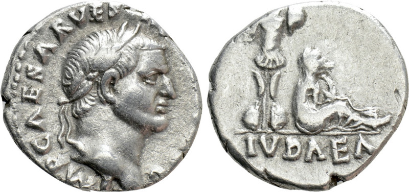 VESPASIAN (69-79). Denarius. Rome. "Judaea Capta" issue. 

Obv: IMP CAESAR VES...