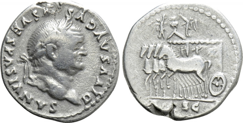 DIVUS VESPASIAN (Died 79). Denarius. Rome. "Judaea Capta" issue. Struck under Ti...