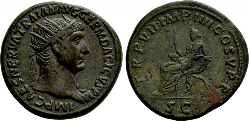 TRAJAN (98-117). Dupondius. Rome. 

Obv: IMP CAES NERVA TRAIAN AVG GERM DACICV...