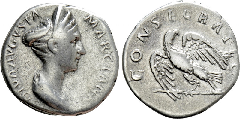 DIVA MARCIANA (Died 112/4). Denarius. Rome. Struck under Trajan. 

Obv: DIVA A...