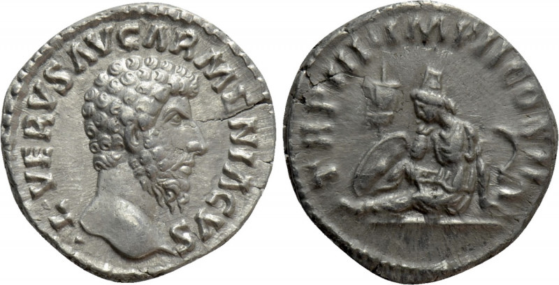 LUCIUS VERUS (161-169). Denarius. Rome. 

Obv: L VERVS AVG ARMENIACVS. 
Bare ...