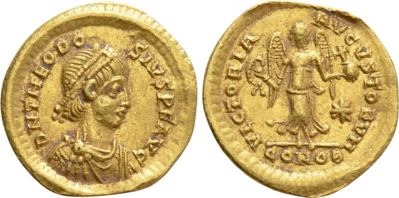 THEODOSIUS II (402-450). GOLD Tremissis. Constantinople. 

Obv: D N THEODOSIVS...