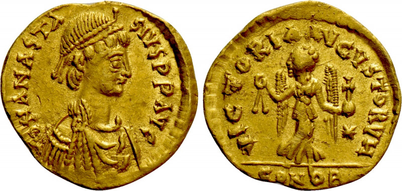 ANASTASIUS I (491-518). GOLD Tremissis. Constantinople. 

Obv: D N ANASTASIVS ...