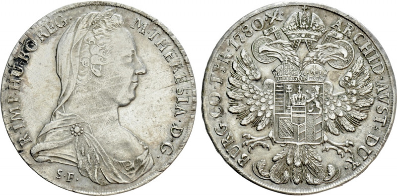 HOLY ROMAN EMPIRE. Maria Theresia (1740-1780). Taler (1780-SF). 

Obv: M THERE...