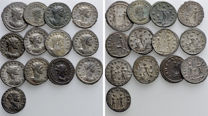 13 Coins of Aurelian. 

Obv: .
Rev: .

. 

Condition: See picture.

Wei...