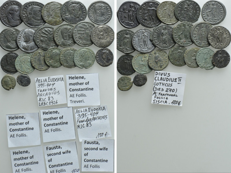 20 Late Roman Coins; Helena, Fausta etc. 

Obv: .
Rev: .

. 

Condition: ...