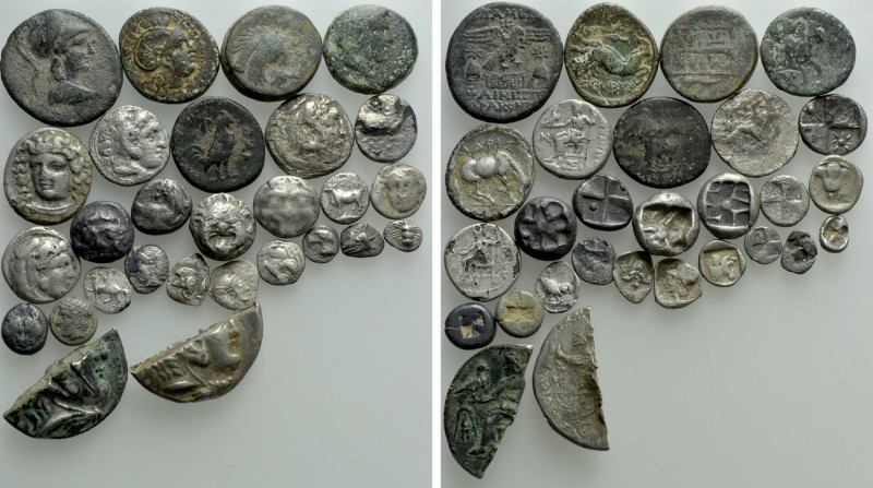 28 Greek Coins. 

Obv: .
Rev: .

. 

Condition: See picture.

Weight: g...