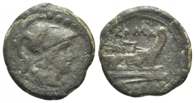 Anonymous, Sardinia, after 211 BC. Æ Triens (23mm, 9.96g, 3h). Helmeted head of ...