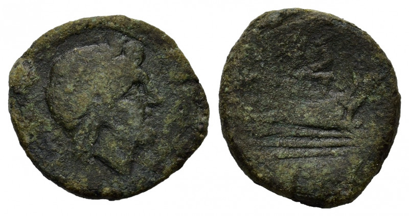 Anonymous, Rome, after 211 BC. Æ Semis (29mm, 19.00g). Laureate head of Saturn r...