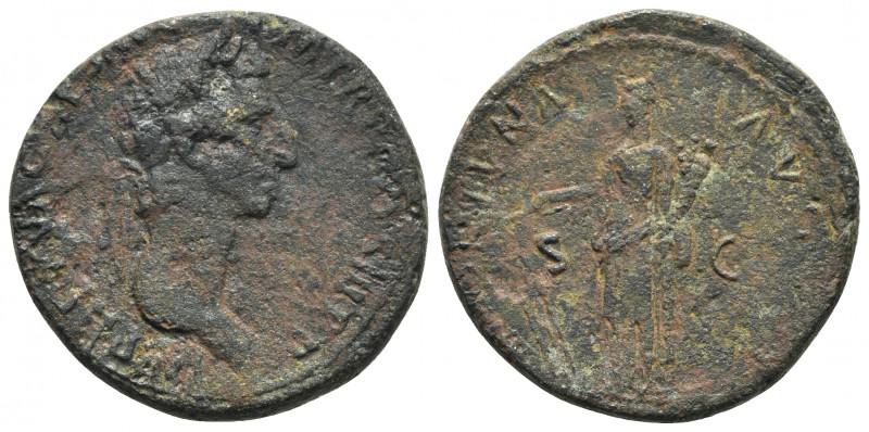 Nerva (96-98). Æ Sestertius (33mm, 18.80g, 6h). Rome, AD 97. Laureate head r. R/...