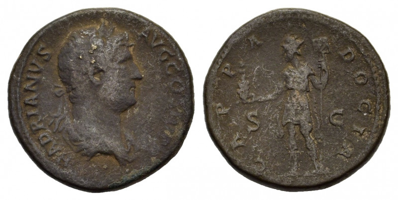 Hadrian (117-138). Æ As (27.5mm, 14.90g). Rome, 130-3. Laureate and draped bust ...