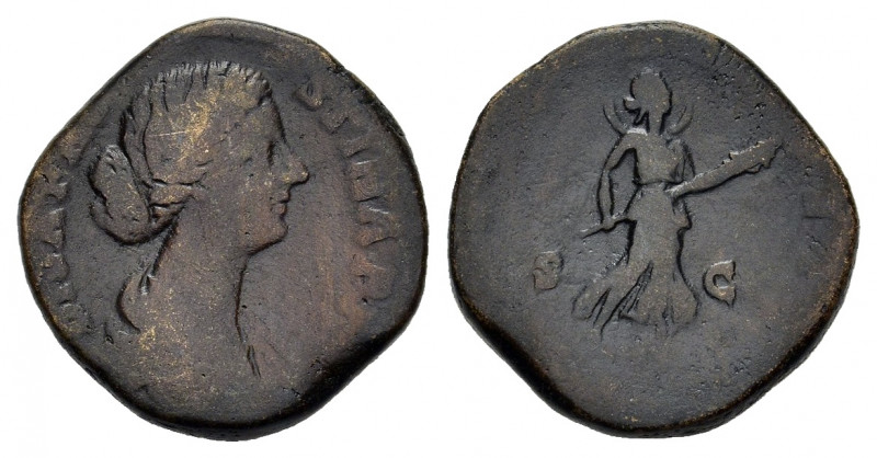 Diva Faustina Junior (died 175/6). Æ Sestertius (27mm, 20.50g). Rome, 175-6. Dra...