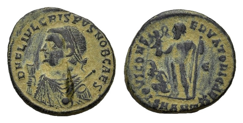 Crispus (Caesar, 316-326). Æ Follis (19mm, 2.70g). Antioch, 317-320. Laureate bu...