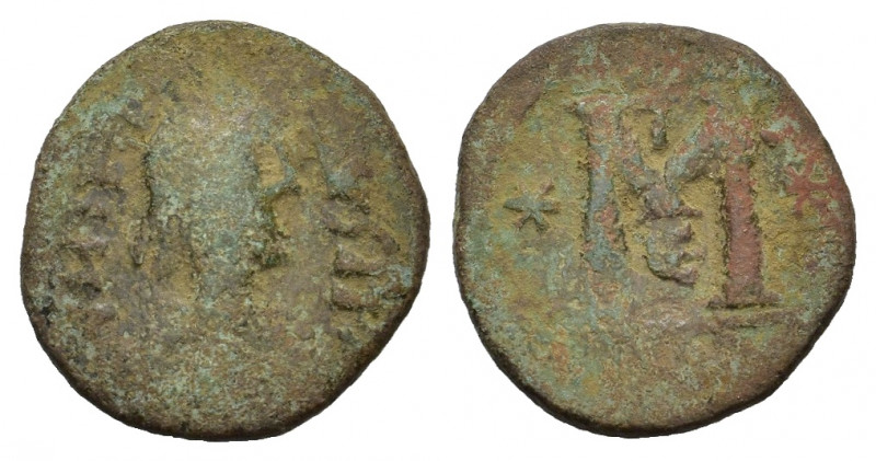 Justinian I (527-565). Æ 40 Nummi (28mm, 12.00g). Constantinople. Diademed, drap...