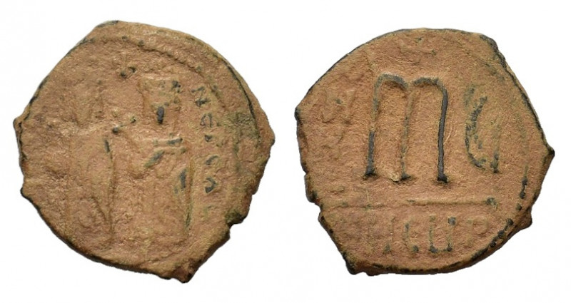 Phocas (802-810). Æ 40 Nummi (25mm, 9.33g). Theoupolis (Antioch), year 5 (606/7)...