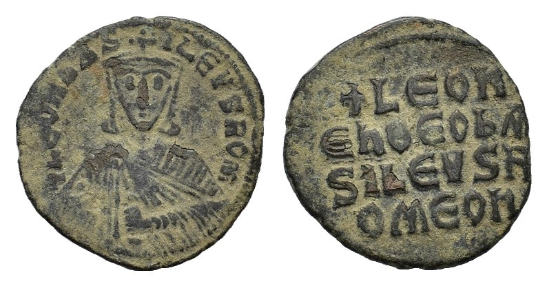 Leo VI (886-912). Æ 40 Nummi (27mm, 6.50g). Constantinople. Facing bust, wearing...