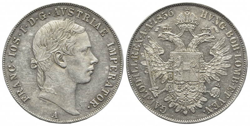 Austria, Franz Joseph I (1848-1916). AR Taler 1856 (38mm, 26.01g, 12h). Vienna. ...