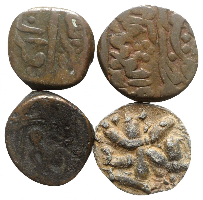 Lot of 3 Oriental Æ coins and 1 Lead Tessera.