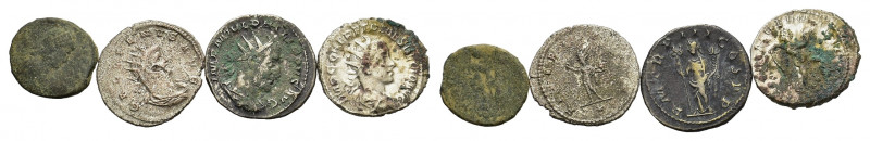 Lot of 4 Roman Imperial Æ and AR coins, to be catalog. Lot sold as is, no return...