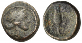Macedon, Amphipolis, after 148 BC. Æ (16mm, 5.70g). Wreathed head of Demeter r. R/ Grain ear. HGC 3.1, 434. Fine