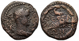 Macedon, Thessalonica. Flavian period(?). Æ (22mm, 8.40g). Draped bust of Kabeiros r. R/ Ethnic and eagle within wreath. RPC II 328. Good Fine