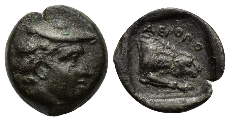 Kings of Macedon, Aeropos II (398/7-395/4 BC). Æ (13mm, 2.15g). Head Hermes r., ...