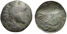 Kings of Macedon, Amyntas III (393-370/69 BC). Æ (14mm, 2.60g). Aigai or Pella. Head of Herakles r., wearing lion skin. R/ Eagle standing r., devourin...