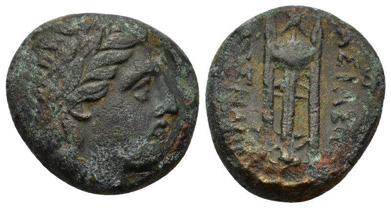 Kings of Macedon, Kassander (305-298 BC). Æ (16mm, 5.50g). Laureate head of Apol...