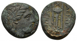Kings of Macedon, Kassander (305-298 BC). Æ (16mm, 5.50g). Laureate head of Apollo r. R/ Tripod. HGC 3.1, 993. Fine - Good Fine