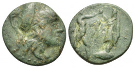 Kings of Macedon, Antigonos II Gonatas (277/6-239 BC). Æ (15mm, 2.20g). Uncertain Macedonian mint. Helmeted head of Athena r. R/ Pan standing r., erec...